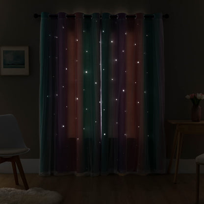 XiDi Curtains for Girls Bedroom Decor, Rainbow Blackout Curtains for Kids Room Decor, Purple for Little Girl Room, Unicorn Wall Decals Pink Curtains Green, 63 Inches Long 34 Wide 1 Panel