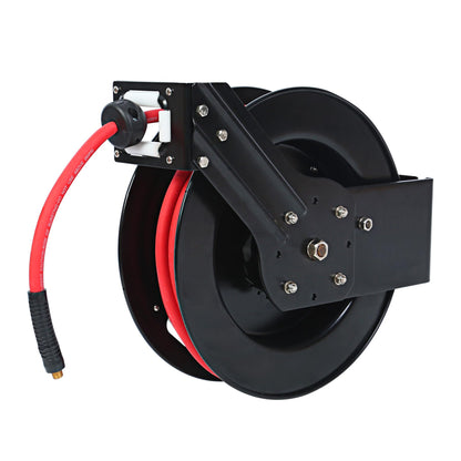 MaxWorks 80720 50ft Auto Rewind Retractable Reel with 3/8" x 50' Air Hose with Brass Fittings
