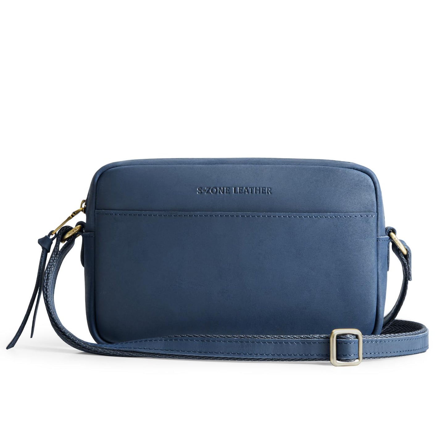 S-ZONE Crossbody Bags for Women Top Grain Leather Shoulder Handbags Camera Bag Purse Adjustable Strap Travel Daily Dark Blue