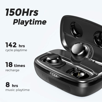 Tribit Wireless Earbuds, 110H Playtime Bluetooth 5.3 IPX8 Waterproof Touch Control True Wireless Bluetooth Earbuds with Mic Earphones in-Ear Deep Bass Built-in Mic Bluetooth Headphones, FlyBuds 3