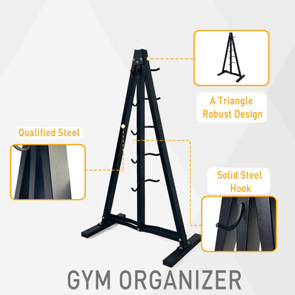 BLUSLM Wall Mounted Lat Pull Down Bar Organizer with Hooks, Home Gym Storage Rack for Lat Pulldown Attachments, Cable Attachments Rack for Gym Accessories (Cable Attachment Rack3)
