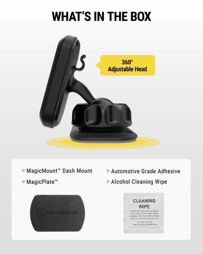 Scosche MAGWDM MagicMount Magnetic Car Phone Holder - Strong Magnet Mount for iPhone and Android - Secure Magnetic Cell Phone Mount for Window/Dash - Universal 360° Adjustable Mobile Cellphone Holder