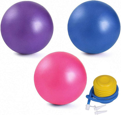3 Pack Mini Exercise Balls with Air Pump, 9-10 Inch Grade Anti Burst Slip Resistant Small Pilates Ball for Yoga Fitness Stability Barre Balance Training Physical Therapy