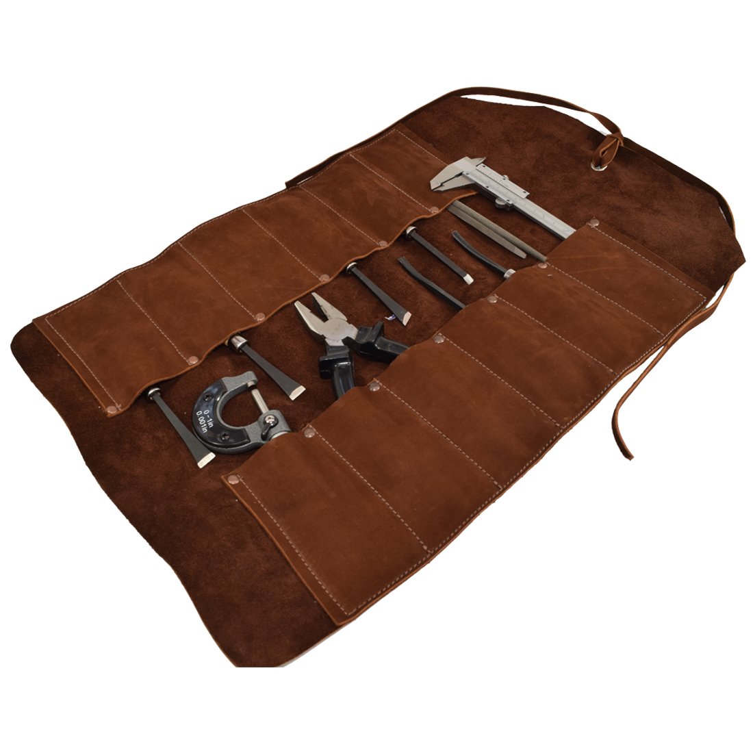 Leather Tool Bag Roll Up, 12 Slot Heavy Duty Tool Roll Bag Organizer, Tool Roll Up Bag, Portable Tool Wrap Roll Bags for Travel, Durable Tool Kit Folding Tool Pouch Roll Up Mechanic Gifts for Men