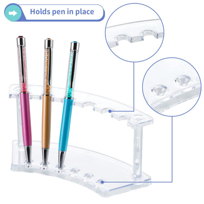MOLIGOU 6 Pcs Pen Display Stand, 6 Slots Plastic Pen Holder, Clear Pen Display Rack for Craft Shows