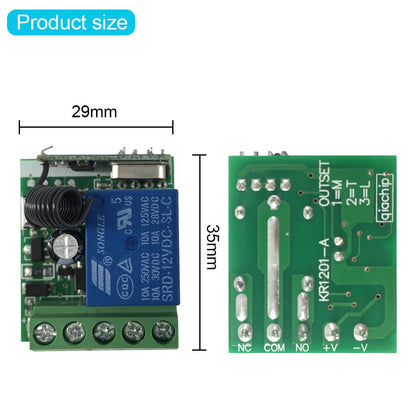 QIACHIP 433Mhz Universal Wireless Remote Control Switch DC 12V 1CH Relay Receiver Module RF Transmitter Momentary Toggle Latch for Gate Door Open,LED,Pump,Car(Transmitters 2 Button+ 1 Receiver 1CH)