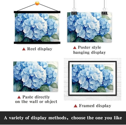 Yesad Blue Hydrangea Pictures, Floral Wall Art Flower Canvas Wall Art Botanical Prints Posters Rustic Wall Décor for Living Room Bedroom Kitchen Farmhouse Wall Décor (Unframed,12"x8",Hydrangea1)