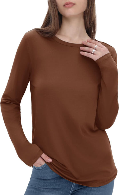 GAYHAY Long Sleeve Shirts for Women - Fall Winter Clothes Crew Neck Casual Tops Loose Fit Tees Fashion Outfits 2025