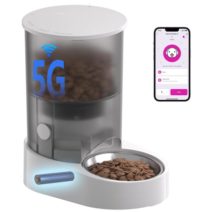 PAPIFEED Automatic Cat Feeder, 4L Auto Dog Cat Feeder with Rechargeable Battery & Dual-Band WiFi (2.4G & 5G), Automatic Pet Food Dispenser for Outdoor Travel Home