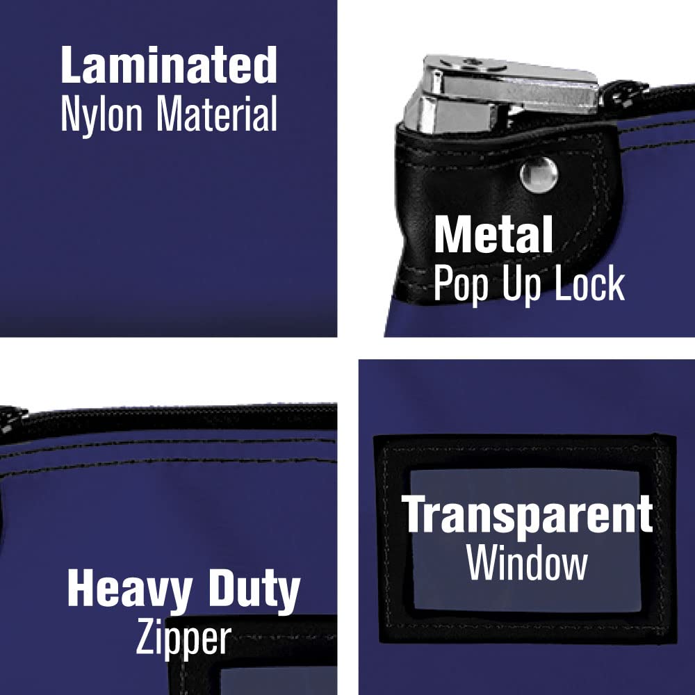 BankSupplies Locking Deposit Bag Laminated Nylon Royal Blue 15 x 11 2 Keys Included HIPAA Compliant Puncture Resistant