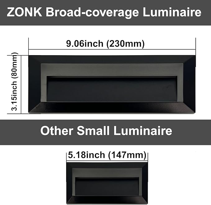 ZONK LED Step Stair Lights 110V-240V, 2W Line Voltage Outdoor Indoor Non-dimmable 4000K Stairway Deck Lights Fixture for House Hallways (6 Pack)