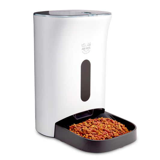 Arf Pets Automatic Pet Feeder Food Dispenser for Dogs, Cats & Small Animals – Features Distribution Alarms, Portion Control & Voice Recording – Timer Programmable Up to 4 Meals a Day