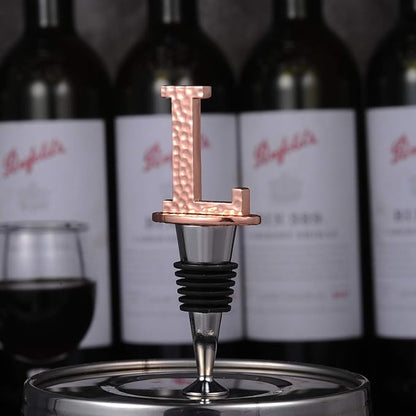 Miicol Wine Stopper, Prosecco Topper, Personalised Champagne Stopper, Rose Gold Wine Bottle Accessories, Wine Lovers Gift, Monogram Gift, Letter L