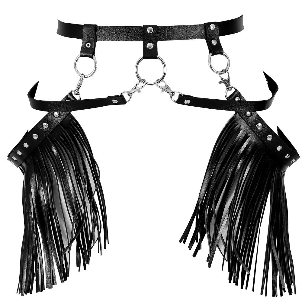 Women Punk Tassel Belt Leather Body Harness Waist Chain Gothic Caged Belt Rave Party Nightclub Costume