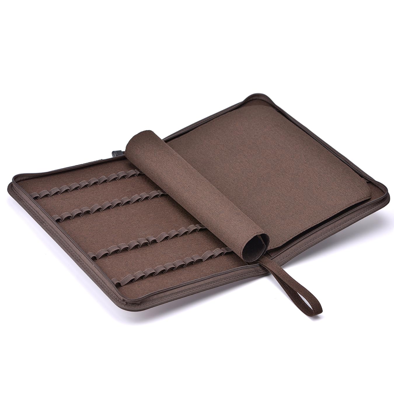 erofa 48 Slots Fountain Pen Case, Brown Water Resistant Canvas Pen Holder Display Pouch Storage Large Capacity Bag