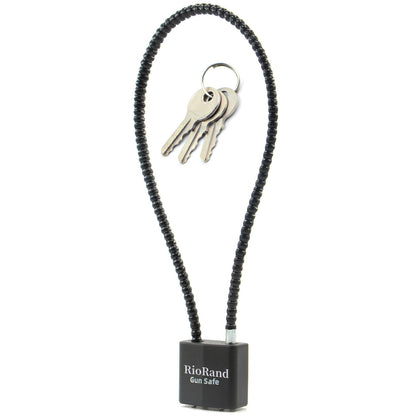 RioRand Keyed Alike Cable Gun Lock 8.5" & 15", Safety Lock Compatible with Pistols, Rifles & Shotguns for Home & Firearm Storage (Jet, 15 Inch, 8.5"/15" Cable Gun Lock Family)