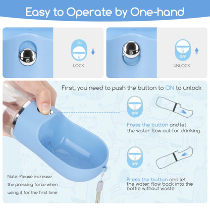 Nobleza Dog Water Bottle, Leak Proof Portable Pet Water Bottle Dispenser BPA-Free Puppy Water Bottle for Outdoor Walking, Hiking, Travel, Food Grade Plastic (12.8oz, Blue)