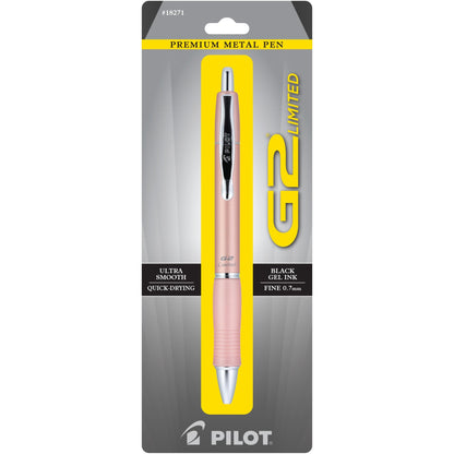 Pilot G2 Limited Premium Metal Gel Pen, Fine Point, 0.7 mm, Assorted Barrel Color, Black Ink