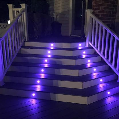 FVTLED Low Voltage Recessed RGBW Deck Light, 10pcs Φ1.22 RGB & Warm White Stainless Steel Waterproof Outdoor Step Lighting In-ground Landscape Pathway Patio Stair Decor Lamp, Black