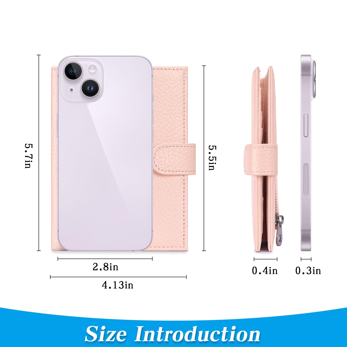 FREYAMIRA Passport Holder for Travel Women RFID Blocking Genuine Leather Passport Wallet with Card Slots, Zipper Coins Pocket, Cash Holder, Pink