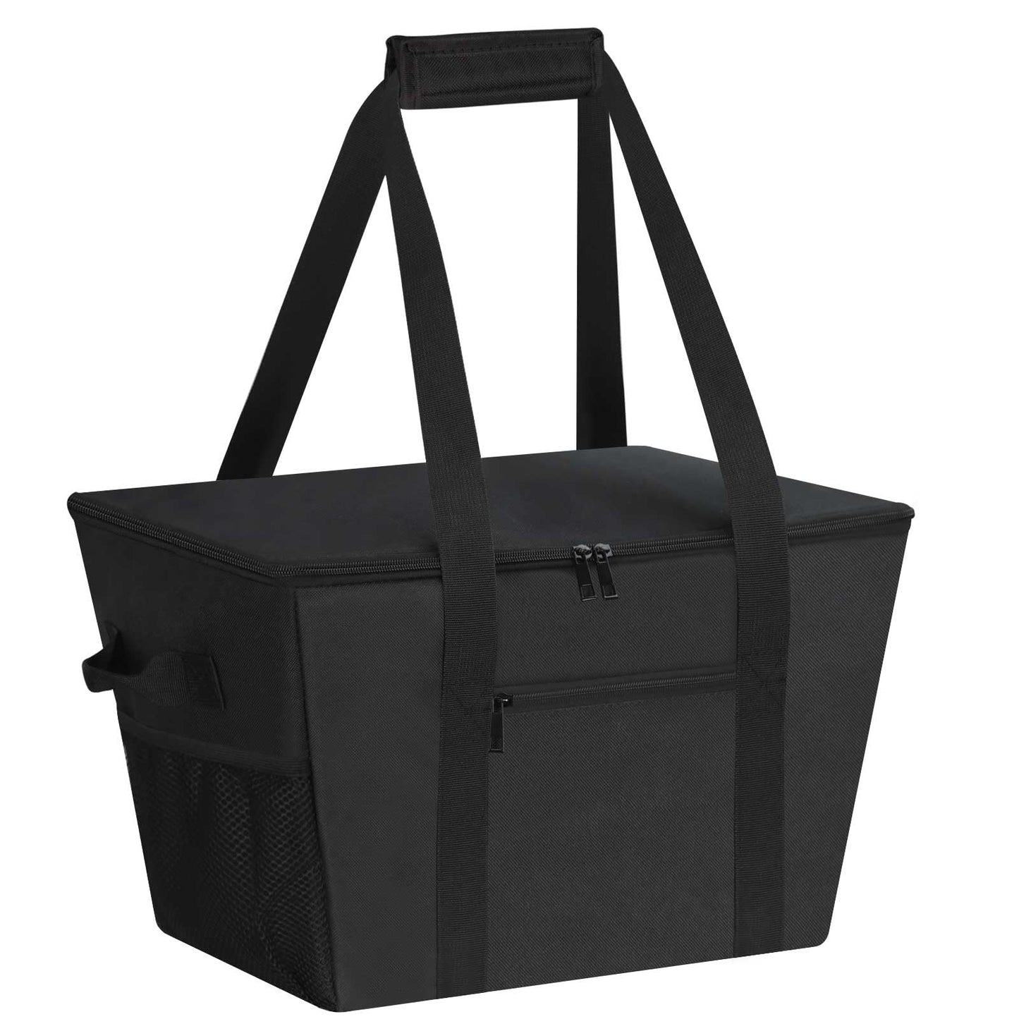 DSDCDJ Reusable Grocery Bag – Expandable Insulated Cooler Bag with Bottom Board, Collapsible Insulated Shopping Bag with Zipper & Drawstring, Heavy Duty Tote Bag for Shopping, Delivery, Picnic, Beach