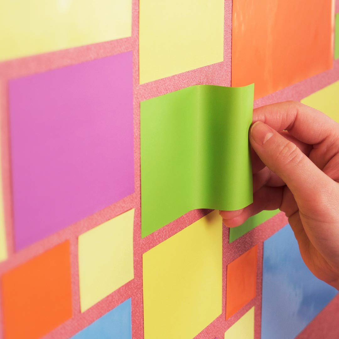 Self-Stick Notes 4x4 inch | Sticks to Any Surface Without Glue | Reusable White Dry Erase | 5 Pack, 500 Sheets (Assorted Colors, 4x4 inches)