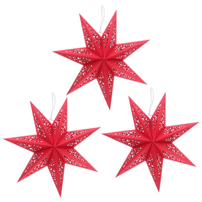 KALLORY 3 Pcs Star Paper Lantern Lampshade Christmas Hollow Out Star Hanging Decoration for Christmas New Year Party Wedding Birthady Decor 7-Point