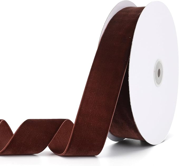 Coffee Velvet Ribbon 2" x 20Yd,Great for Gift Wrapping,Hair Bows Making, Wreaths,Wedding and Christmas Party Decoration (Coffee 2")