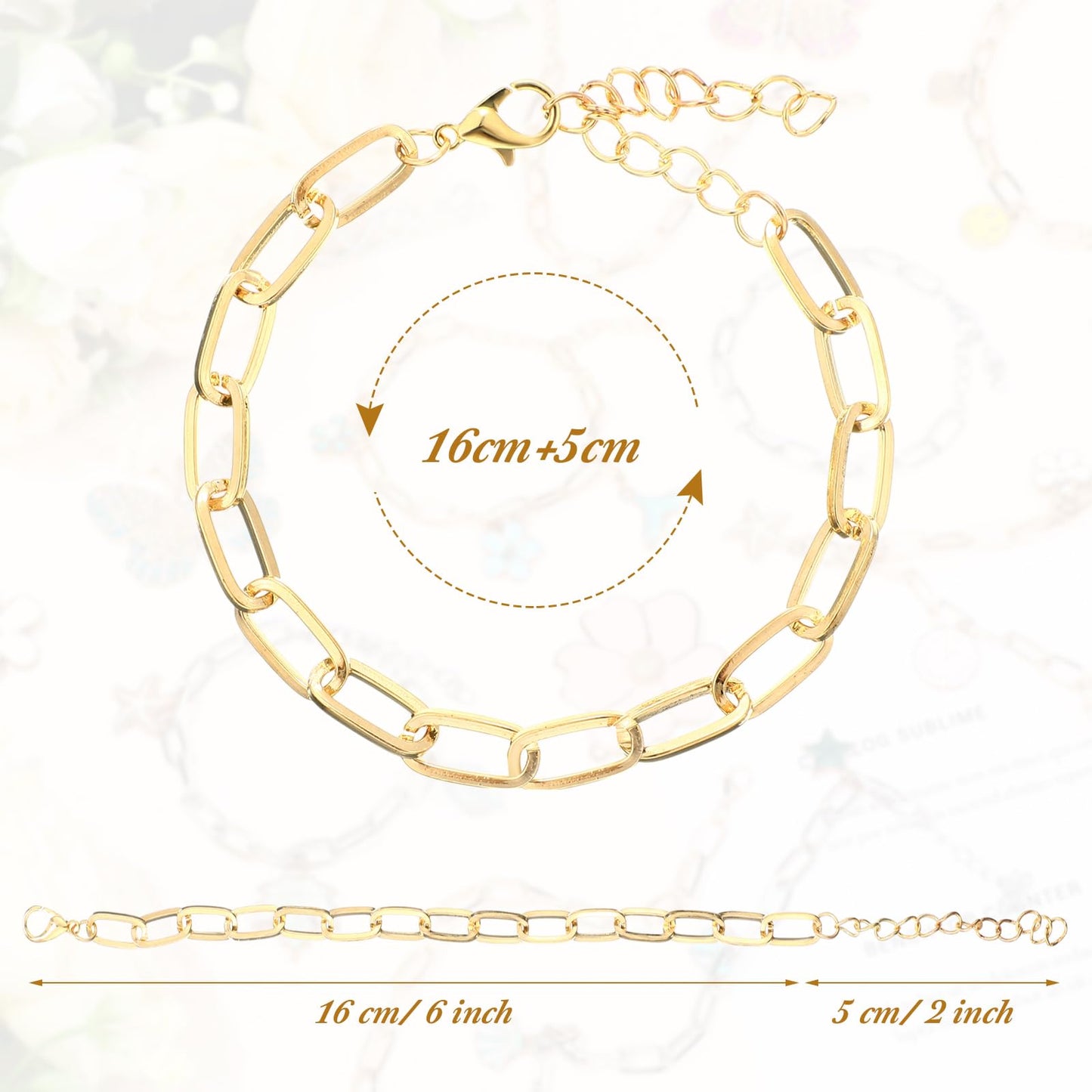 Quelay 60 Pcs Chain Bracelet Bulk Alloy Link with Lobster Clasps for Women DIY Jewelry Findings Bracelet Jewelry Making Supplies Accessories (Gold and Silver)