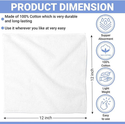 100% Cotton Washcloth Set 24 Packs – Soft, Absorbent Face Towels