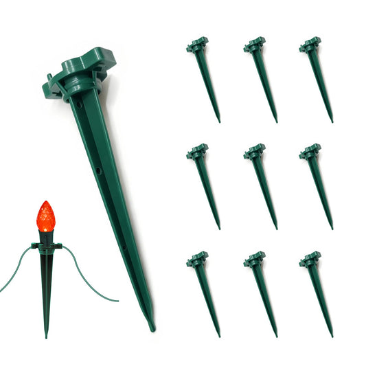 100 Pack Christmas Light Stakes, 4.5 Inch Lighting Stakes for C7 C9 Christmas Lights Outdoor, Yard Stakes,Garden,Lawn,Pathway, Patio, Path, Walkway, Christmas Decoration Green