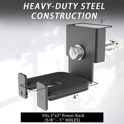 Rack-Mounted Olympic Barbell Holder for 3x3 Power Racks, No Drilling Required – Heavy-Duty Steel Storage with Protective Padding, Fits 5/8''-1'' Holes – Space-Saving Gym Equipment
