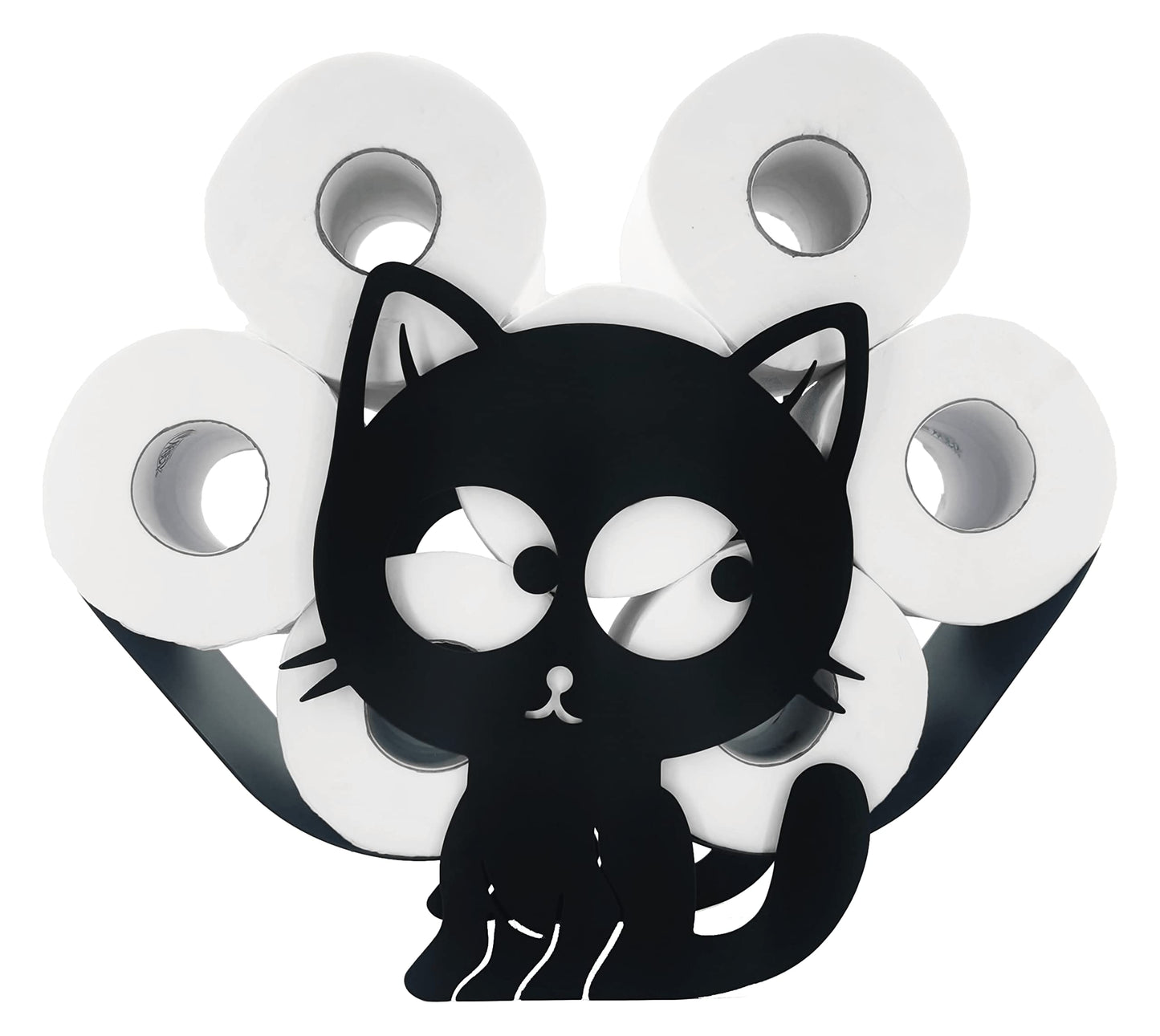 Euiroet Funny Cat Toilet Paper Holder - Freestanding Metal Animal Storage for Bathroom - Black Home Decor Organizer Holds Extra 8 Rolls