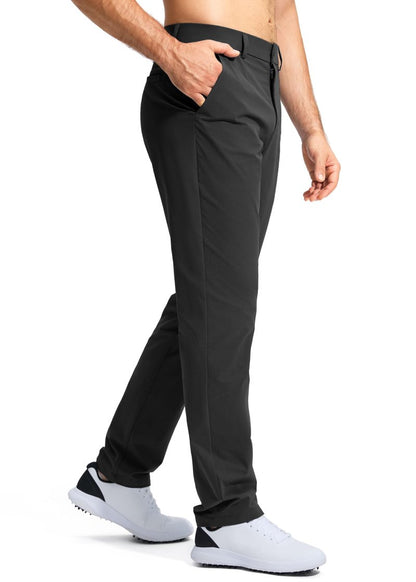 Pudolla Men's Golf Pants Work Dress Comfy Pants Casual Slacks Trousers with Pockets(Black 28Wx34L)