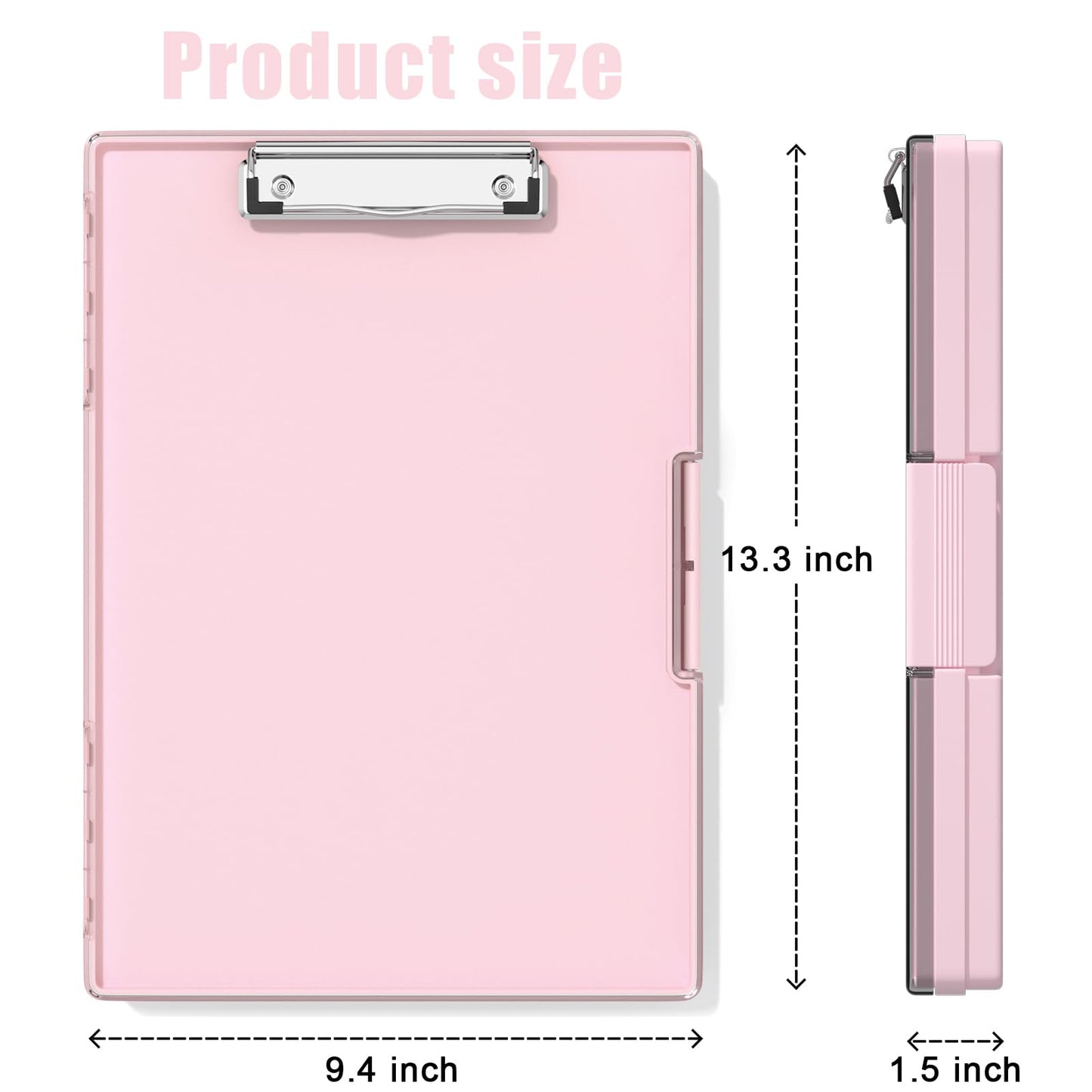 Hongri Clipboard with Storage, Pink 8.5 x 11 Folder Nursing Side Opening, Heavy Duty with Dual Compartment, Smooth Writing for Teachers, Classroom, Size 13.3 x 9.4 x 1.5 in, Office & School Supplies