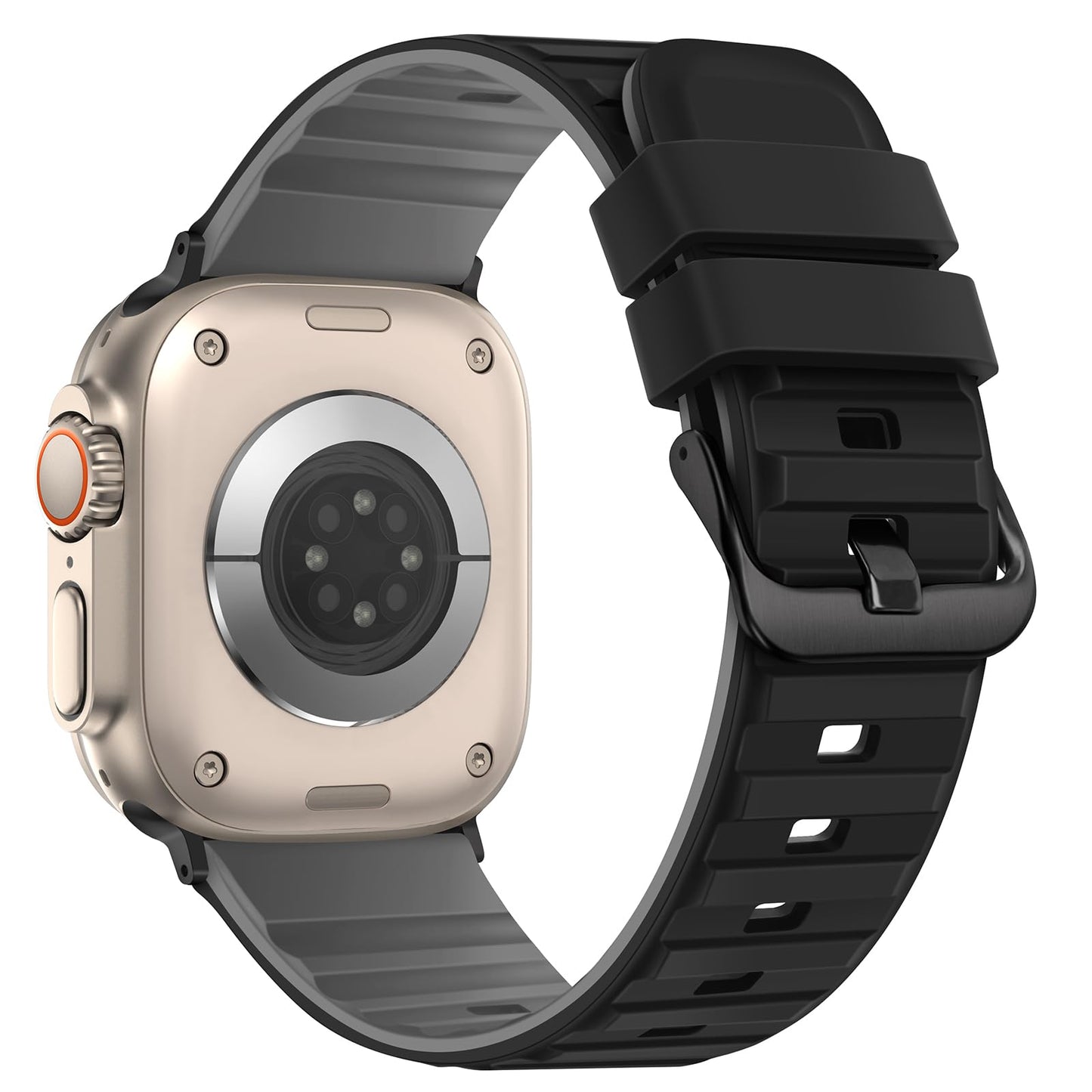 Suphart Bands Compatible with Apple Watch Band 49mm 46mm 45mm 44mm 42mm for Women Men Soft Silicone Sport Strap Designed for Apple Watch Ultra 2 Ultra SE Series 10 9 8 7 6 5 4 3 2 1, Black Grey