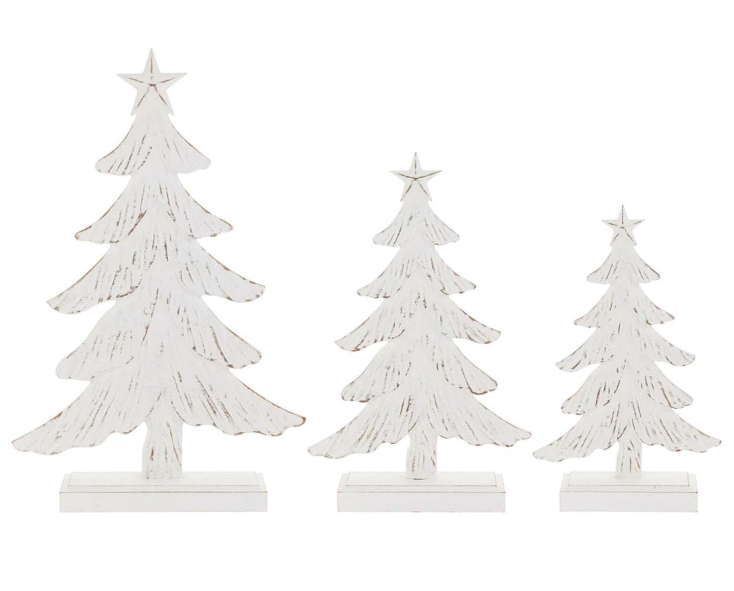 Boston International Christmas Tree for Tabletop Mantel Shelf Winter Holiday Decorations for Home, 3 Sizes, Weathered Winter White Trees