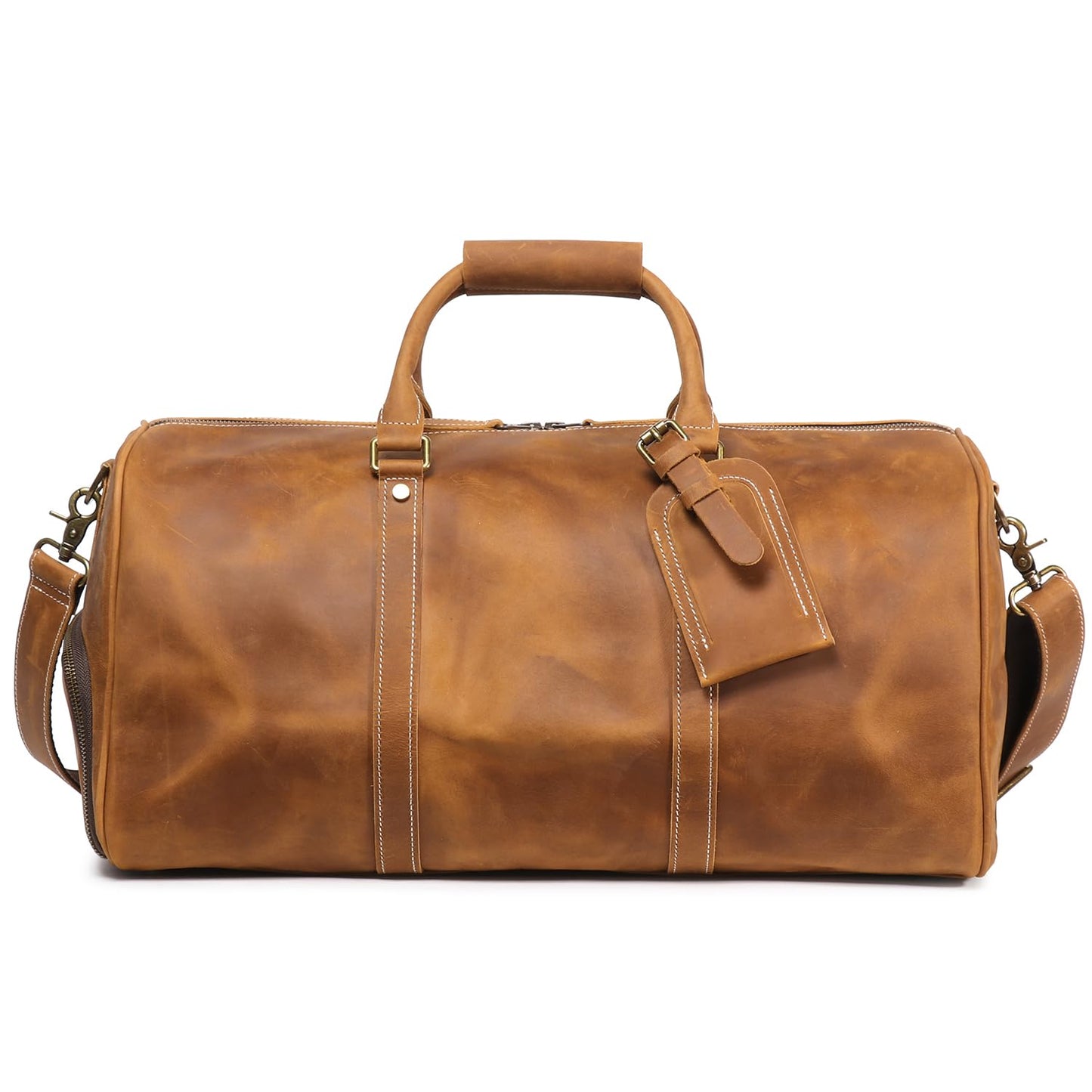 Luokir Mens Leather Weekend Bag Classic Leather Travel Duffel Bags YKK Zipper with Shoes Compartment Sports Vintage Travel Luggage Overnight Carry On Bags (Vintage Brown, 20 Inch)