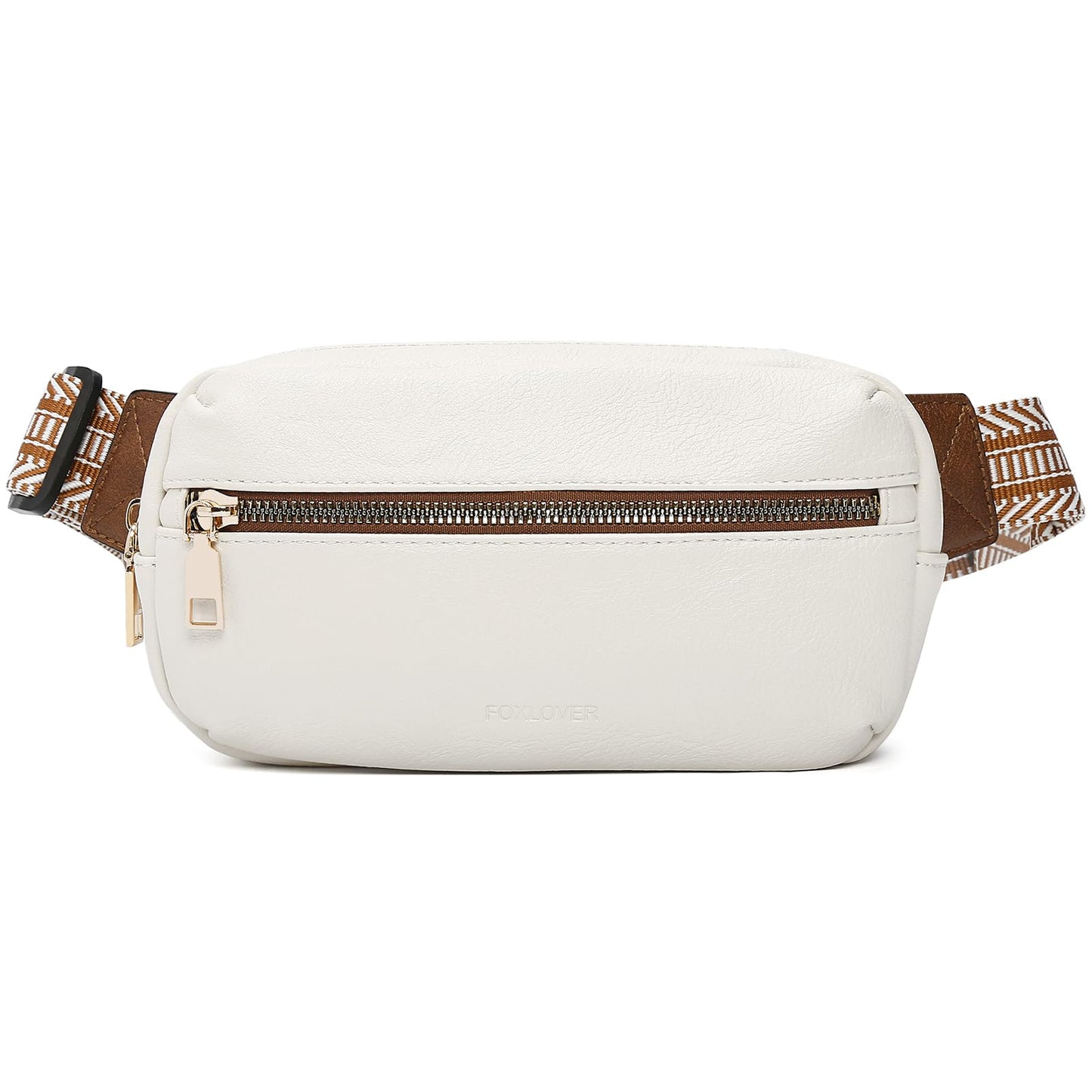FOXLOVER Small Leather Fanny Packs for Women Waterproof Belt Bag Crossbody Sling Chest Bag Designer Mini Travel Purse(White)