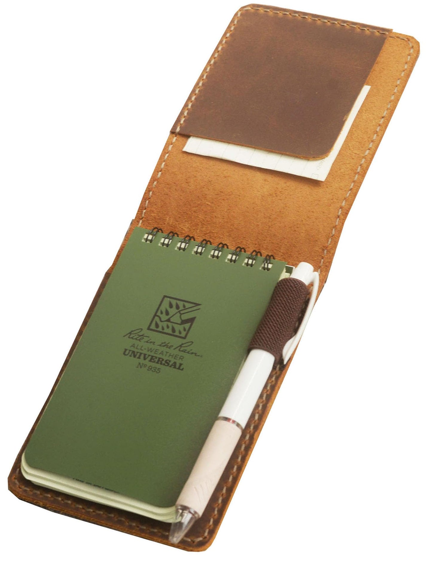 Genuine Leather Notebook Holder for 3" x 5" Top spiral Notebook, Leather Cover for Rite in the Rain Top Spiral Notebook 3" x 5"