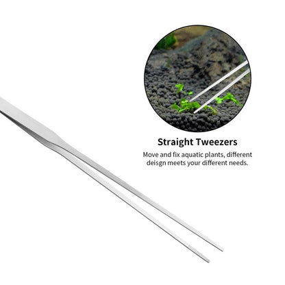 Ohtomber Aquascape Tools Aquarium Kit - 4PCS Terrarium Supplies Include Long Tweezers for Terrarium, Feeding Tongs, Aquarium Scissors, Algae Scraper for Fish Tank Cleaning Plant Trimming