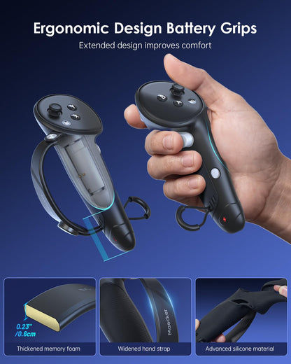 Maecker Charging Controller Grips for Meta Quest 3S for Quest 3 Controller Straps with Rechargeable Battery for Quest 3S/3 Accessories