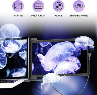 2025 Mobile Pixels Duex Max DS 14.1'' FHD Portable Monitor, USB C/HDMI Plug and Play 1080p Laptop Monitor Extender, Portable Screen for 14''-17 '' Laptops, Compatible with Mac/Windows/Android/Switch