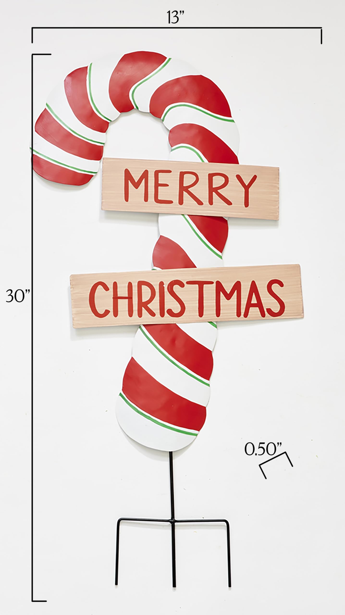 Worth Imports 30" Metal Merry Christmas Candy Cane Yard Stake, Set of 2