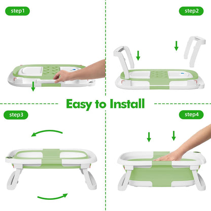 napei Collapsible Baby Bathtub,Baby Bath Tub with Soft Cushion & Thermometer,Baby Bathtub Newborn to Toddler 0-36 Months,Portable Travel Baby Tub