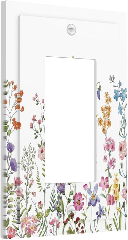 Rustic Wild Floral Vintage Watercolor Flower Single Rocker/Decora Light Switch Plate Decorative 1 Gang Outlet Cover Faceplate GFCI Electrical Receptacle Wallplate Dimmer for Bathroom Home Decor