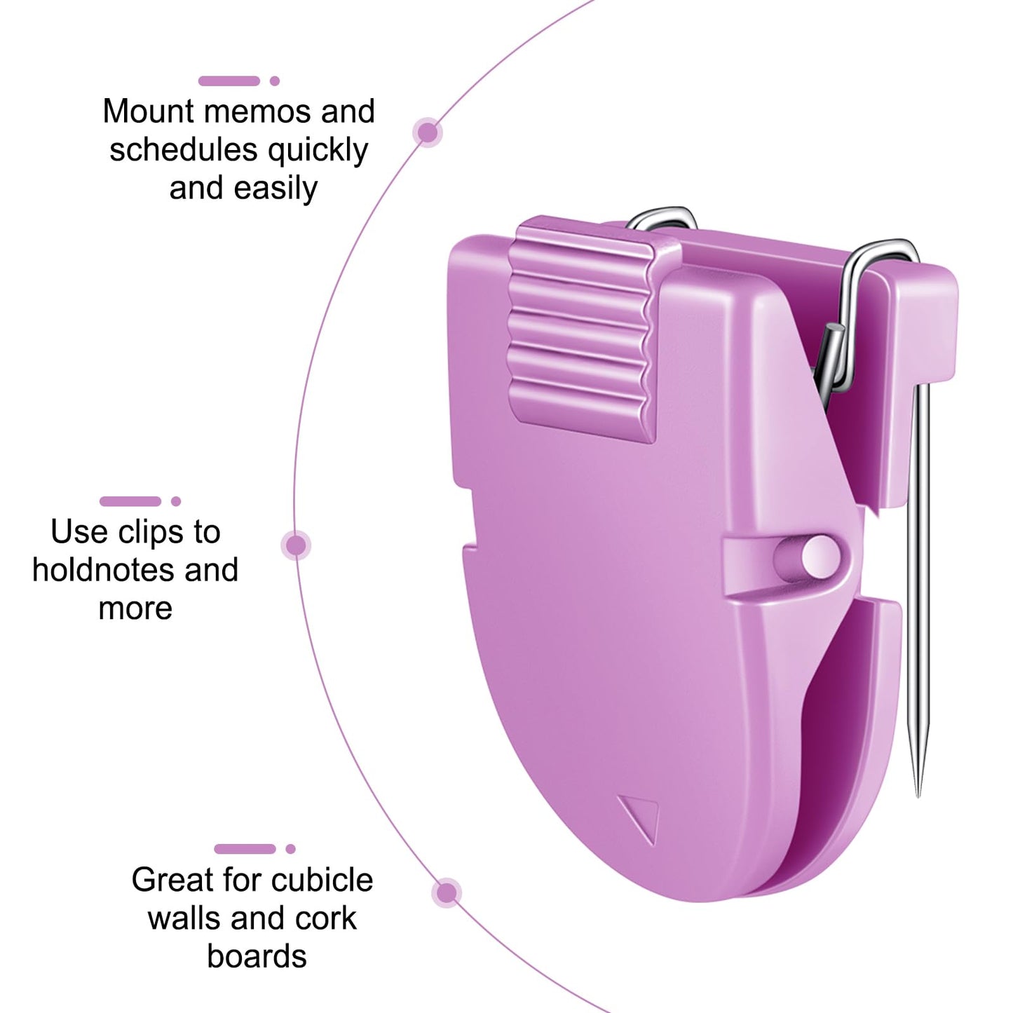 Feifeiya 15 Pcs Cubicle Clips Fabric Panel Cubicle Accessories Fabric Partition Panel Wall Clip Office Photos Wall for Notes Memos Standard Size, 40-Sheet Capacity (Purple)