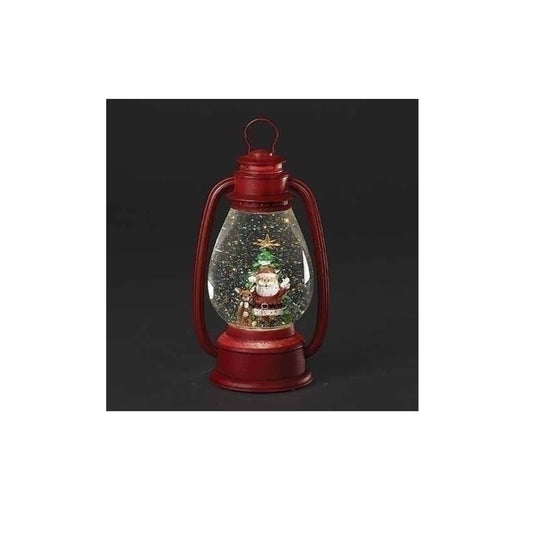 10.5" Red and Green LED Swirl Rudolph Lantern Christmas Tabletop Decor