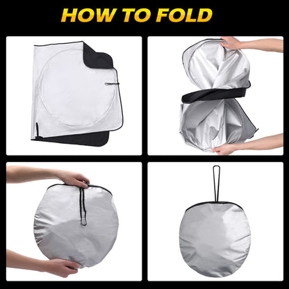 Windshield Sun Shade - Car Sun Shade Windshield, Foldable UV Ray Reflector car Shade Front Windshield, Sun Visor for Car Keeps Your Vehicle Cool, for Most Sedans SUV and Trucks - Large 63 x 33.5 in