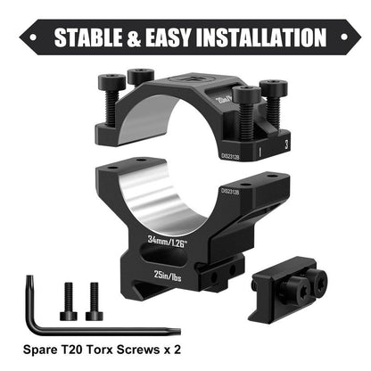 DISCOVERYOPT Precision Scope Rings, Precision Lapped Riflescope Mounts for Picatinny Rails (34mm-1.26 inches)